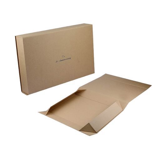 Rectangular Optional Printing Luxury Flat Customized Foladable Rigid Paper Gift Box With Ribbon