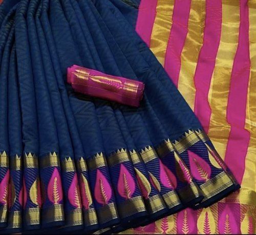 Printed Pink And Blue Colour Festive Wear Ladies Silk Saree With Normal Wash