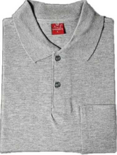 Regular Fit Combo Collar Neck And Plain Cotton Blend With Solid Grey T-Shirt Gender: Male