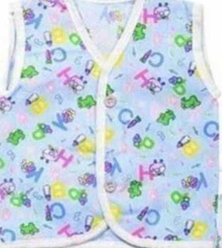 Sky Blue  Alphabetical Printed Cotton Hosiery Button For Baby Boys & Baby Girls Vest Jabla