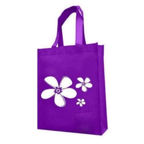 With Handle  Purple Color Reusable And Washable Printed Non Woven Bags For Shopping