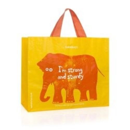  Yellow And Orange Color Washable And Reusable Bag With Elephant Print