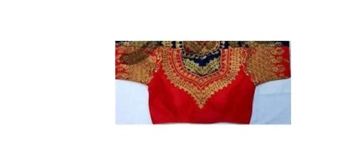 Silk 1 Pcs Of Red Color Embroidered Party Wear Blouse With Half Sleeves, Back Length 4 Inch