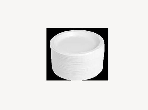 Thermocol 14 Inch, 180 Gsm, White Color Round Shape Disposable Plates For Party