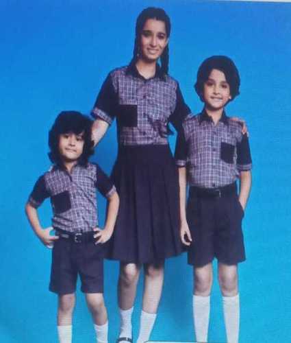 Cotton School Uniform - Medium Size, Blue Color for Boys and Girls Age 5-11 Years | Breathable and Washable for Summer Comfort