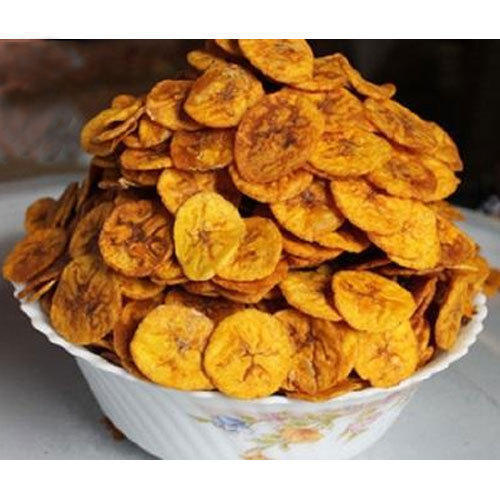 Brown Colour Banana Chips With Sweet and Delicious Taste and 1 Months Shelf Life