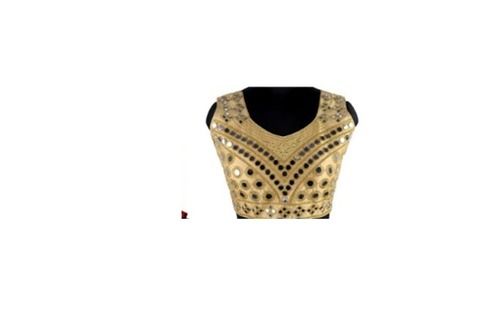 Indian Cream Color Mirror Work Blouse Ladies Designer Blouse, Stitched And Hand Work, Party Wear