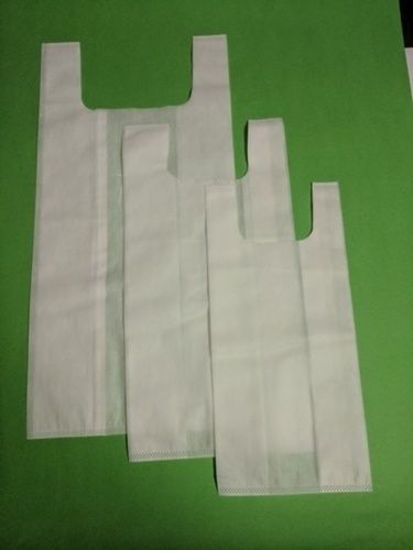 With Handle Fine Finish U Cut White Color Non Woven Carry Bags For Shopping, 20 Gsm