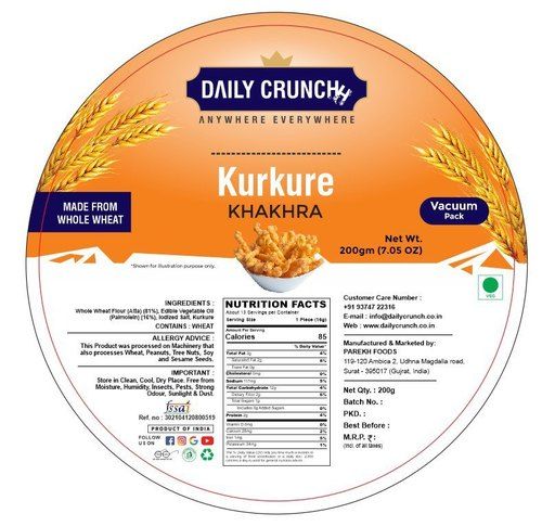 Hygienically Processed Crispy Crunch Kurkure Khakhra 200gm Pack for Snacks