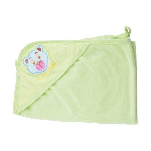 Plain Green Colour Soft Baby Towel With Terry Fabaric And Normal Wash, 