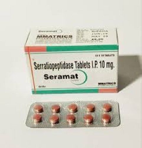 Serratiopeptidase Tablet Ip 10Mg मांसपेशियों की पीड़ा, पीठ दर्द या कान और गले में पीड़ा के इलाज के लिए कच्चे माल 