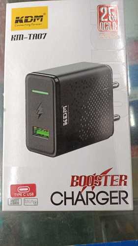 Black Portable USB Mobile Charger - Plastic Body, Slim Design, Lightweight for On-the-Go Charging