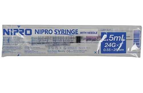 Transparent Disposable Plastic Nipro Injections With Needle, 2.5ml