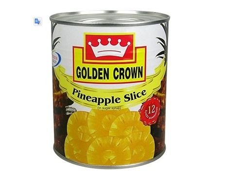 Yellow 850 Gram Golden Crown 12 Pieces Pineapple Slices Tin With Sugar Syrup 