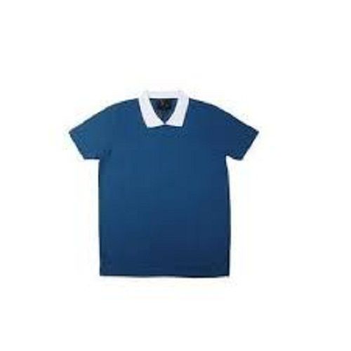 Boys Half Sleeves Blue Printed Casual Polo Neck Stylish Pure Cotton T-shirt