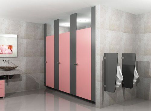 Stainless Steel Compact Laminate Hpl Rectangular Ceiling Hung Toilet Cubicle 