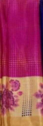 Daily Wear Pink Color Comfortable And Washable 100% Pure Cotton Floral Printed Saree