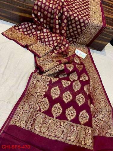 Maroon Cotton Silk Saree 