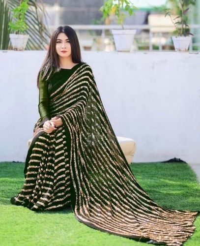 Dark Green Bollywood Designer Party Wear Rayon Saree With Blouse Piece For Ladies