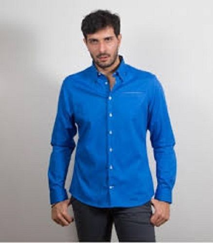 Mens Full Sleeve And Regular Fit Formal Cotton Plain Sky Blue Simple Shirt