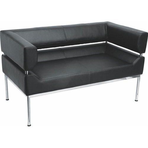 Handmade Office Elephant Benotto 2 Seater Black Faux Leather Designer Curved Frame Sofa