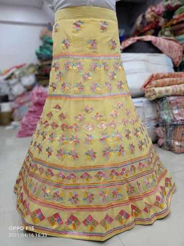 Trendy Yellow Color Jecard Anarkali Lehenga With Floral Embroidery 