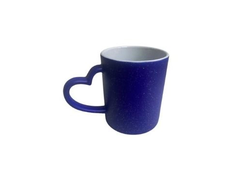 250 Ml Blue Sparkle Magic Ceramic Mug With Heart Shape Handle For Gifting Purpose 