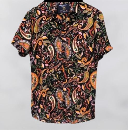 Dry Cleaning Multi Color Cotton Printed Half Sleeve Shirt For Casual And Party Wear