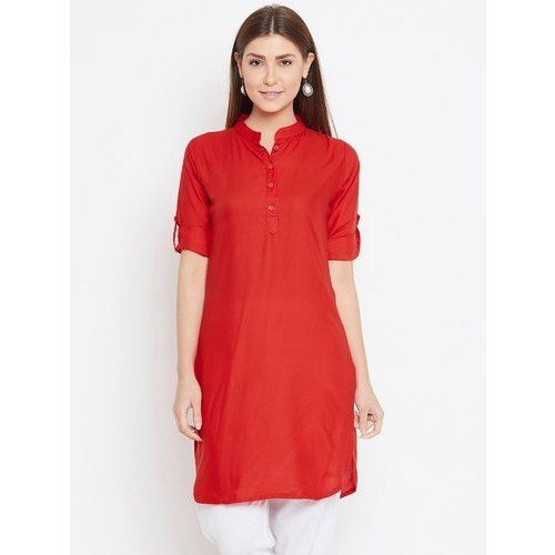 Red Color Full Sleeves Designer Kurti For Ladies 