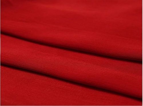 Red Color Plain Chiffon Fabric For Ladies Dress Garment Uses 