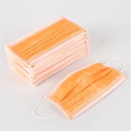 3 Ply Disposable Face Mask With Orange Color and Non Woven Materials