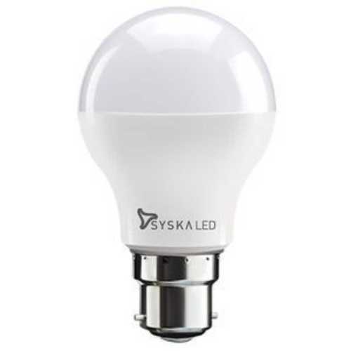 White Aluminum Round Syska 9 Watt Led Bulb, Lighting Color White, B22