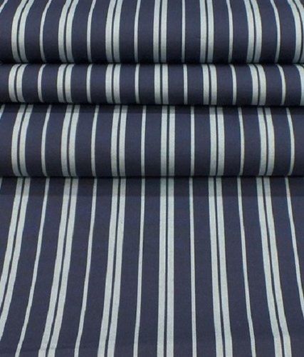 Breathable Easy To Care White And Blue Raymond Cotton Fabric Length: 5-7 Inch (In)