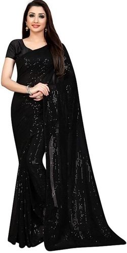 Cotton Silk Light And Breathable Skin Friendly Color Black Designer Saree