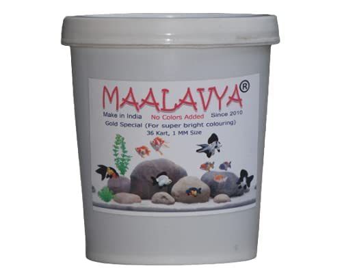 Maalavya Gold Special 36 Karat 1mm Size Fish Feed - 1kg (For Super Bright Colouring)