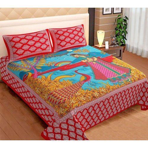 Washable Beautiful Printed And Elegant Peacock Design Trendy Double Bed Sheet