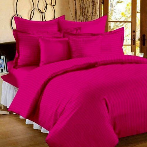 Washable Cherry Pink Colour Plain And Pure King Size Bed Sheet With Cotton Materials