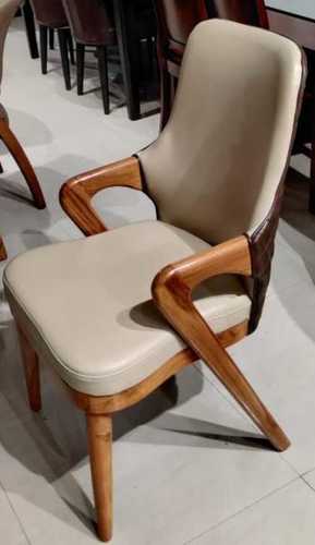 Cream Color Wooden And Leather Antique Chair For Bedroom Uses