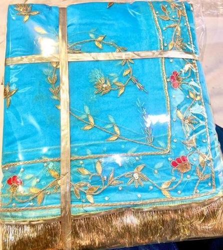 Blue Skin Friendly 100% Cotton Comfortable Embroidered And Designed Rajputi Poshak