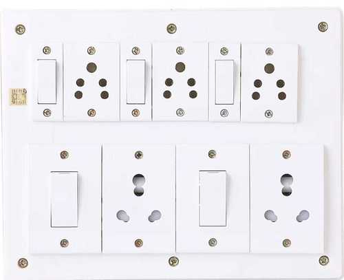 White Pvc 240-Volts Electrical Switch Boards With Five Switch And Five Sockets  Dimension(L*W*H): 21