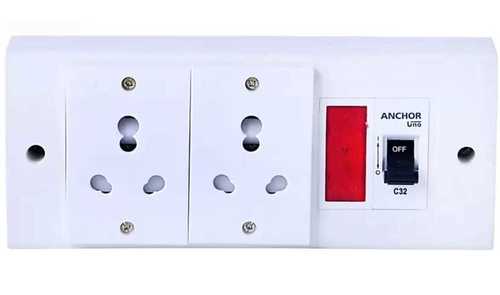 White Pvc 240-volts Electrical Switch Boards With Single Regulator And Two Sockets