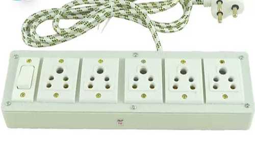 White Pvc 240-Volts Electrical Switch Boards With Single Switch And Five Sockets  Dimension(L*W*H): 21