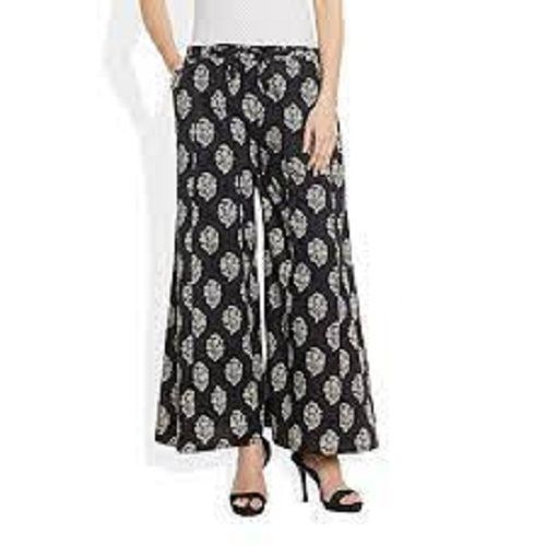 100% Pure Cotton Casual Wear Printed Pattern Black And White Ladies Palazzo Decoration Material: Beads