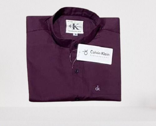 Dry Cleaning Plain Purple Color Cotton Full Sleeve Soft Shirt For Party Wear