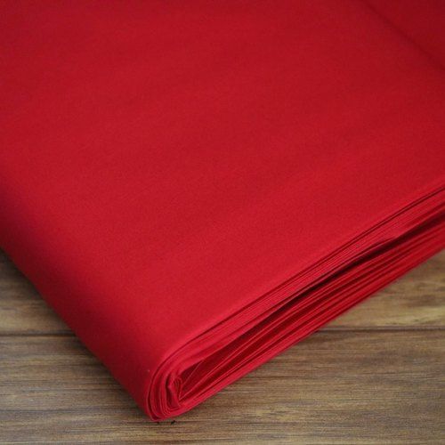 Plain Red Color Cotton Fabric For Garments With Soft Textures And Normal Wash