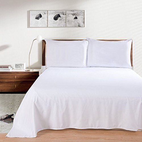 Pure White Colour Plain Cotton Size1.60Mx2.00M Flat Sheet Quick Dry Light And Airy Feel Size: Full