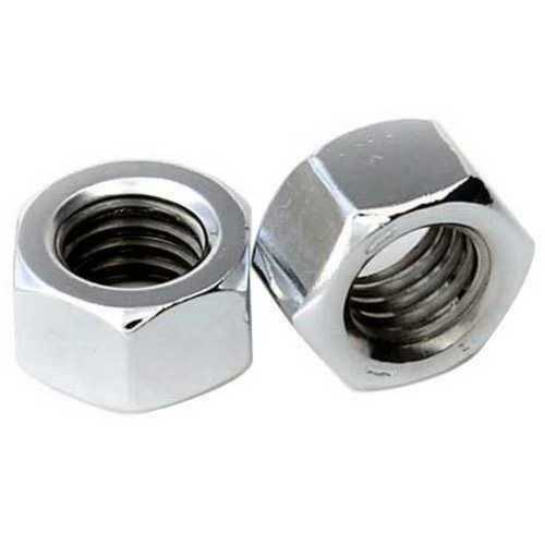 Rust Resistant Silver Mild Steel Nut In Hexagon Shape, Polished Surface Finishing