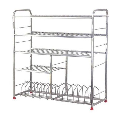Wall Mounted Stainless Steel 5 Shelves Kitchen Rack Strong And Durable In Silver Colour Use Home At Best Karur Sri Vari Traders - Wall Mounted Stainless Steel Kitchen Rack Shelf