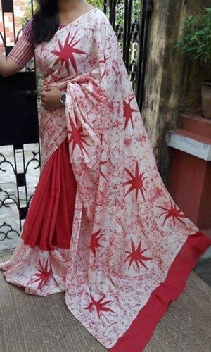 Buy Red Pure Handloom Superfine Bengal Cotton Saree-UNM69729 Online at  Unnatisilks.com|UNM69729