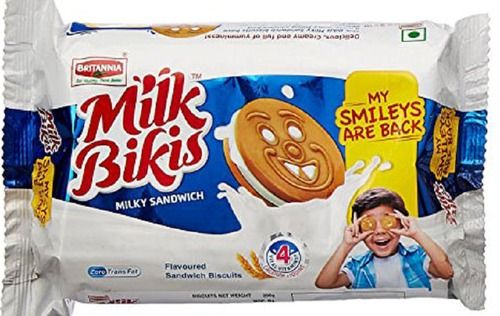 Britannia Milk Bikis Cream Biscuits 200Gm Crispy And Crunchy Sweet Delicious Flavour Fat Content (%): 5 Percentage ( % )